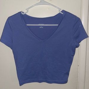 WILD FABLE CROPPED V-NECK TEE | SIZE S | PERIWINKLE
